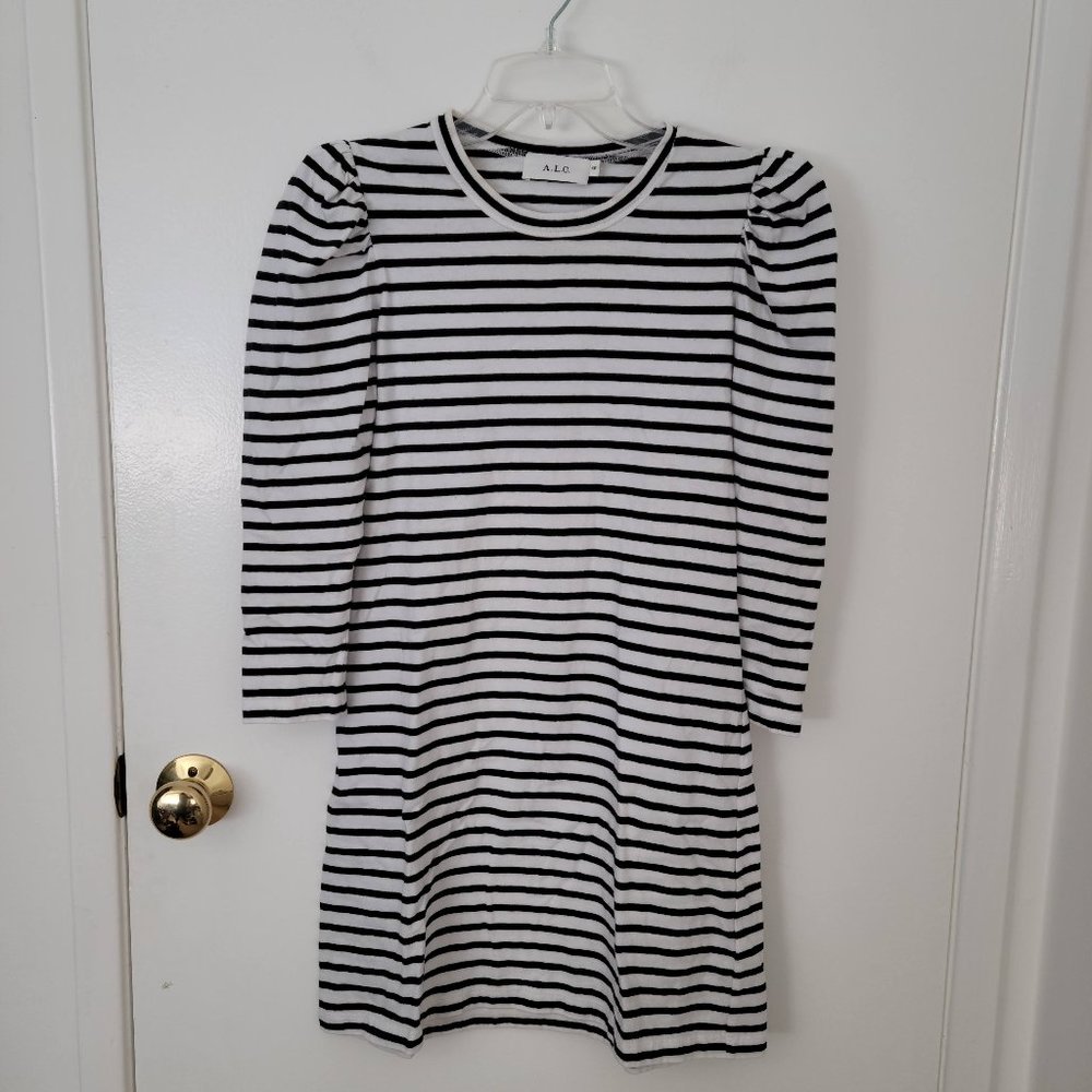 ALC White Black Striped Knit Dress